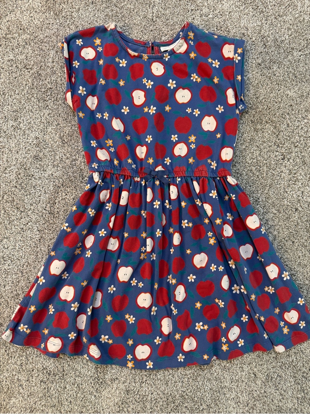 Cynthia Rowley Blue Dress with Red & Cream Apple Print Size 5t